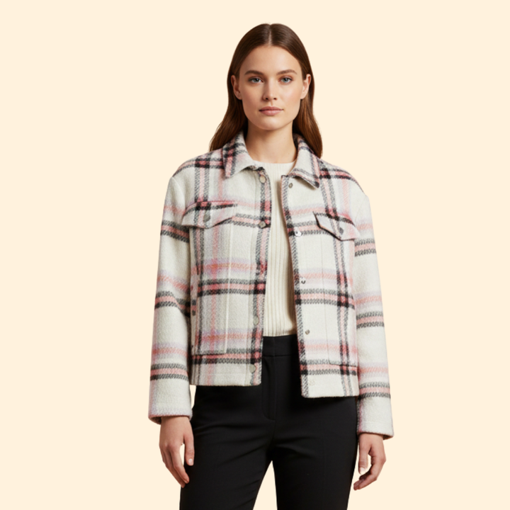 Women's Checked Wool Bomber Jacket