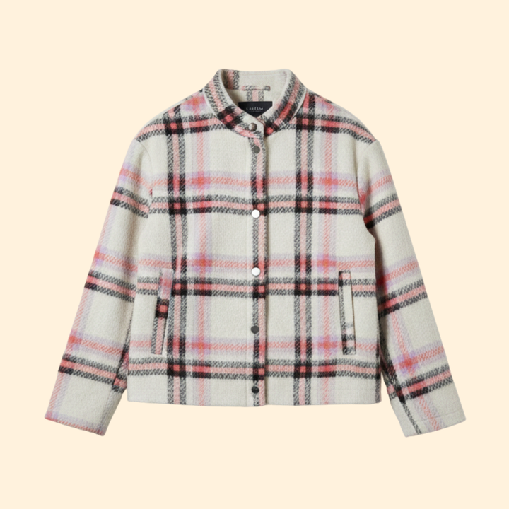 Women's Checked Wool Bomber Jacket