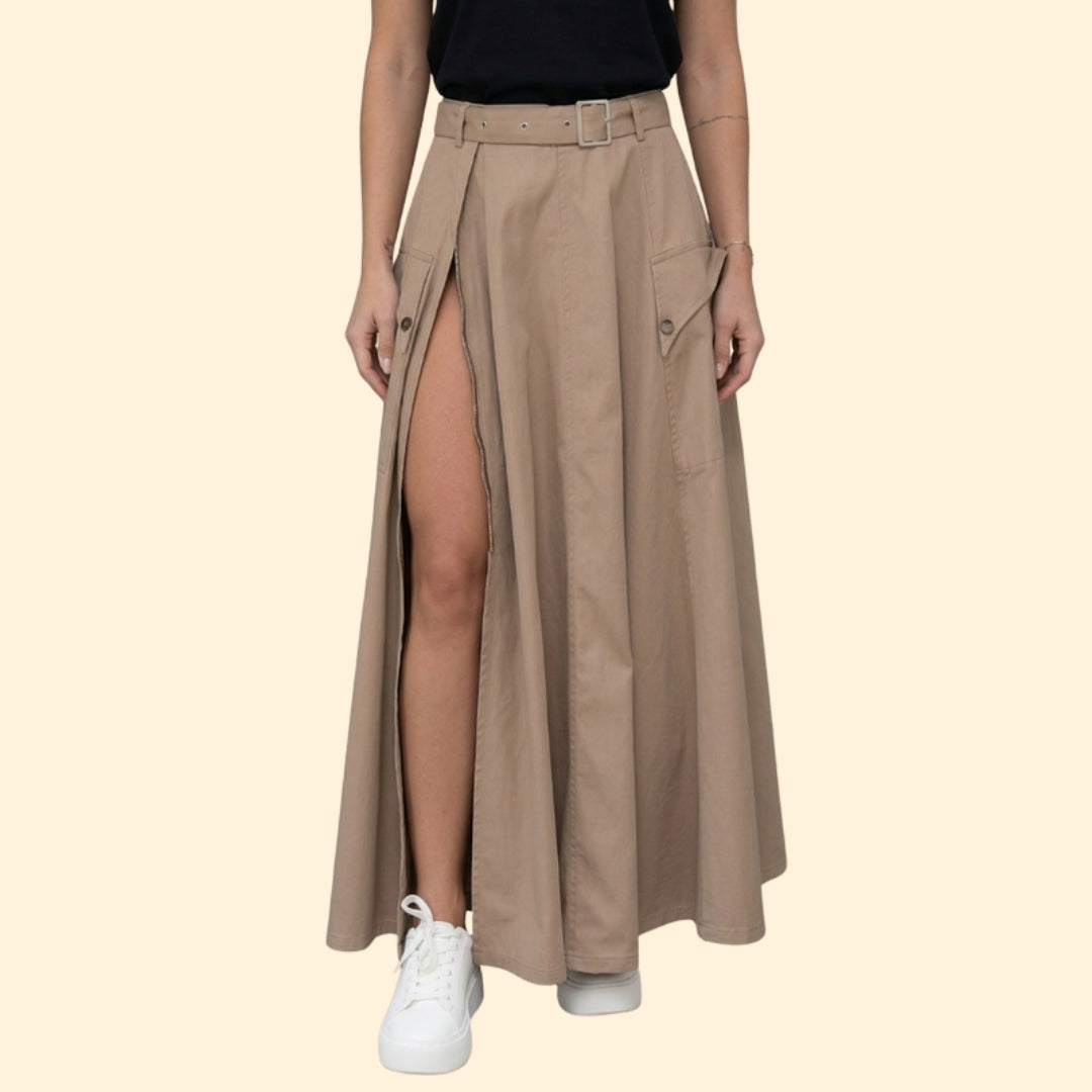 Women's Chic Belted Maxi Skirt