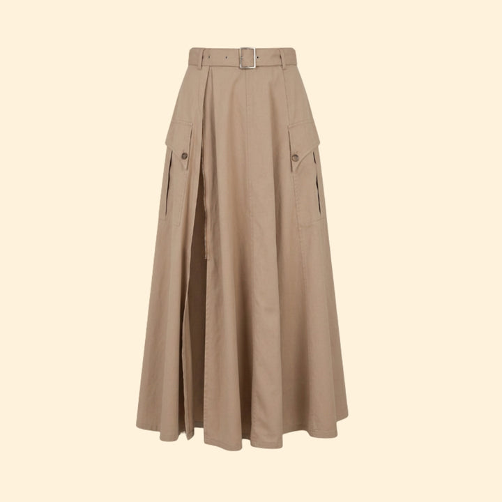 Women's Chic Belted Maxi Skirt