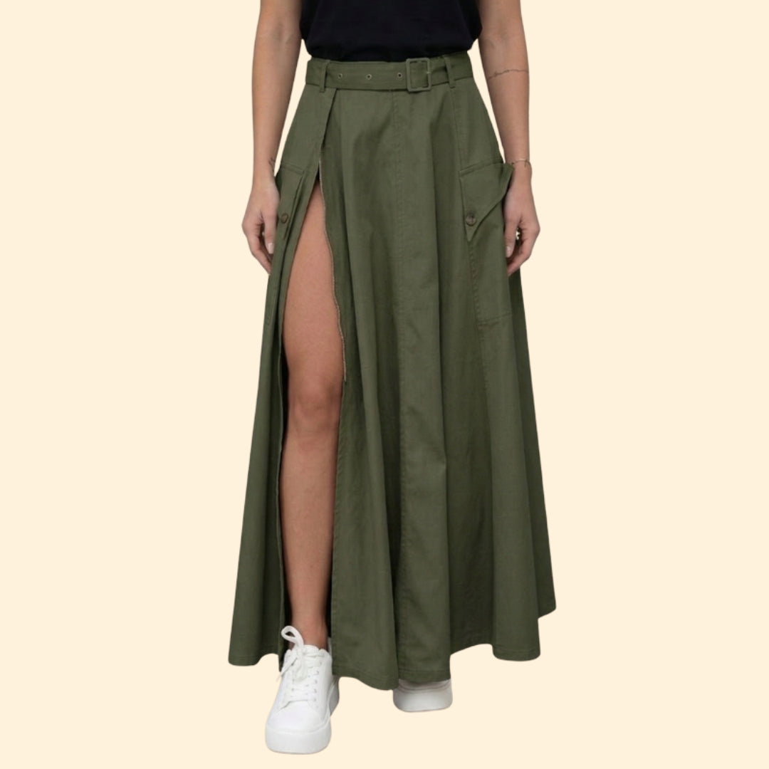 Women's Chic Belted Maxi Skirt