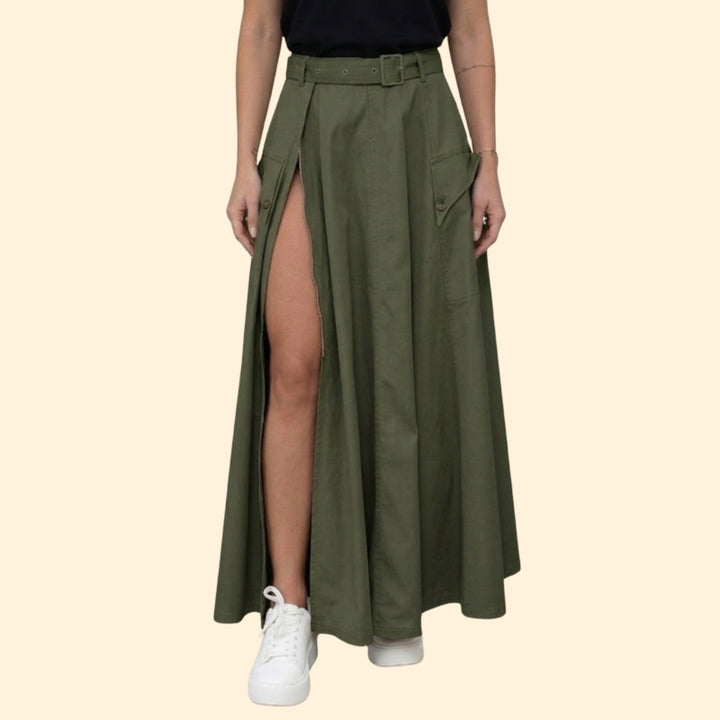 Women's Chic Belted Maxi Skirt