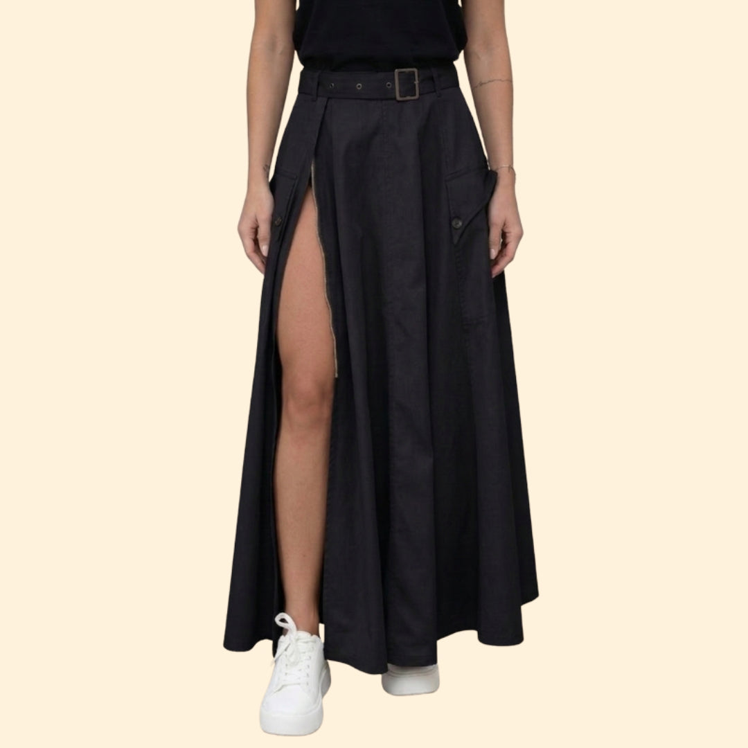 Women's Chic Belted Maxi Skirt