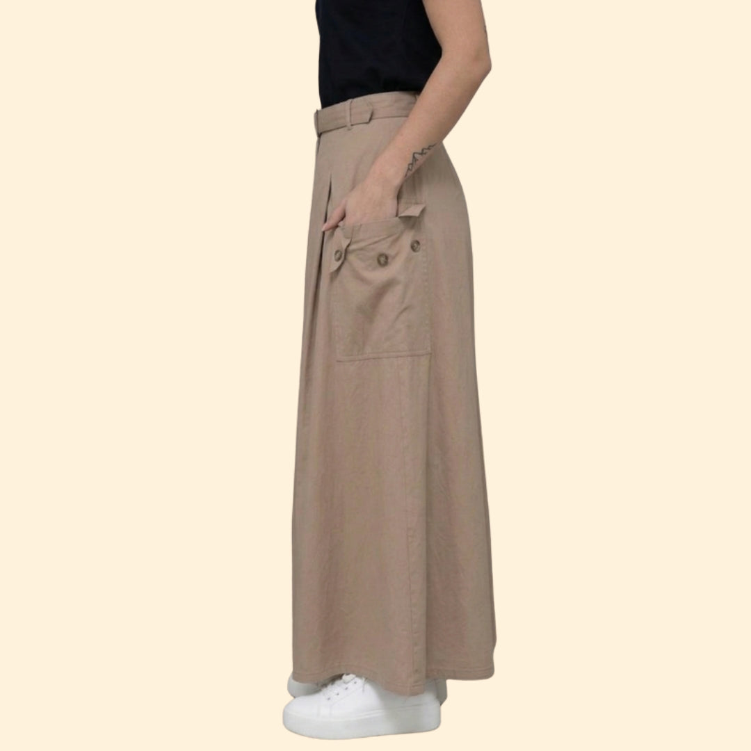 Women's Chic Belted Maxi Skirt