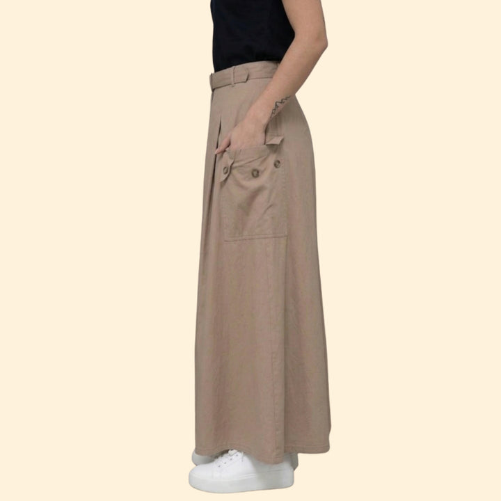 Women's Chic Belted Maxi Skirt