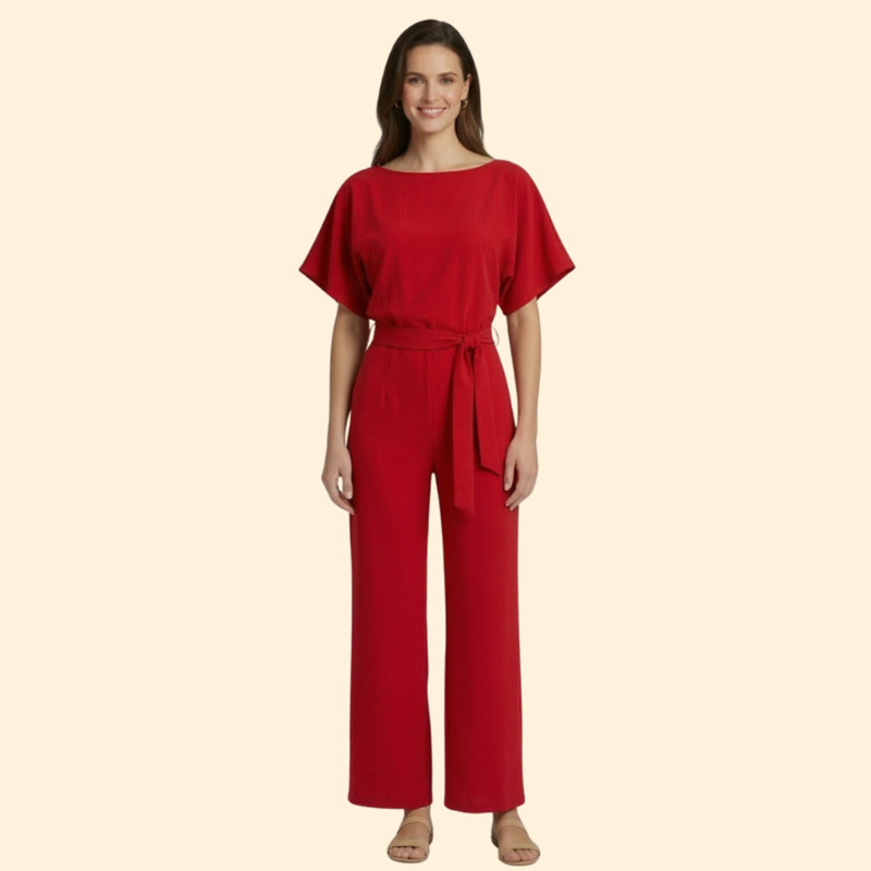 Women's Chic Belted Wide-Leg Jumpsuit