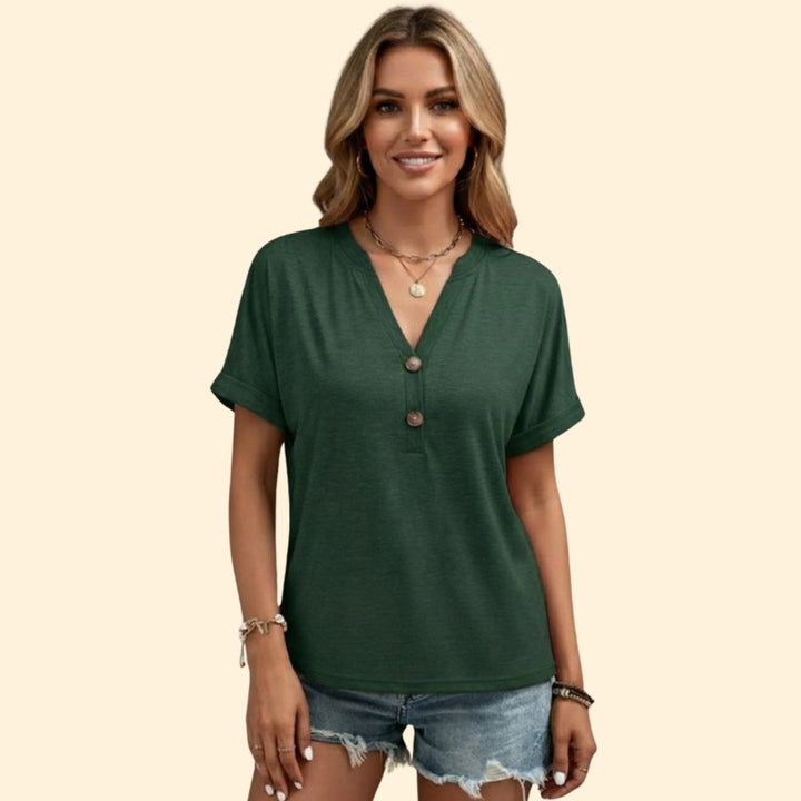 Women's Chic Buttoned V-neck Top