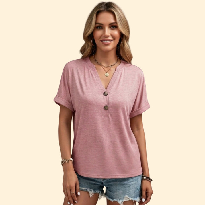 Women's Chic Buttoned V-neck Top
