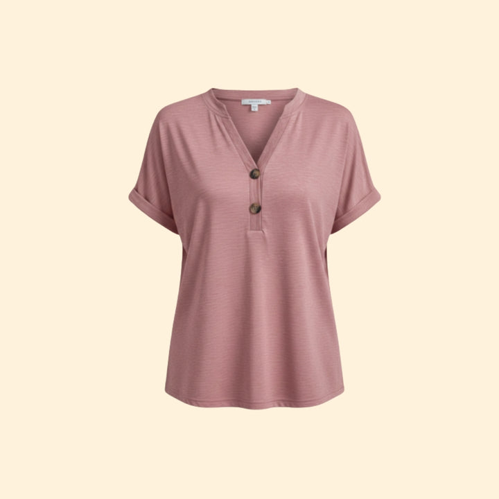 Women's Chic Buttoned V-neck Top