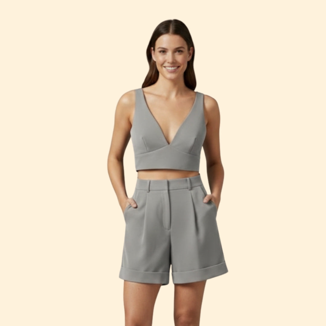 Women's Chic Crop Top & Shorts Set