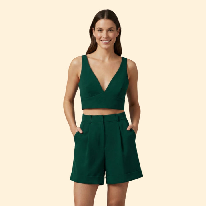 Women's Chic Crop Top & Shorts Set