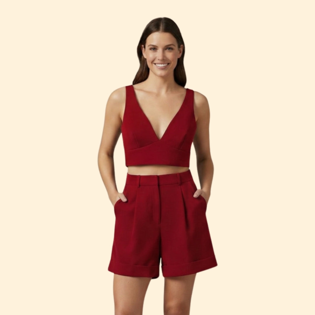 Women's Chic Crop Top & Shorts Set