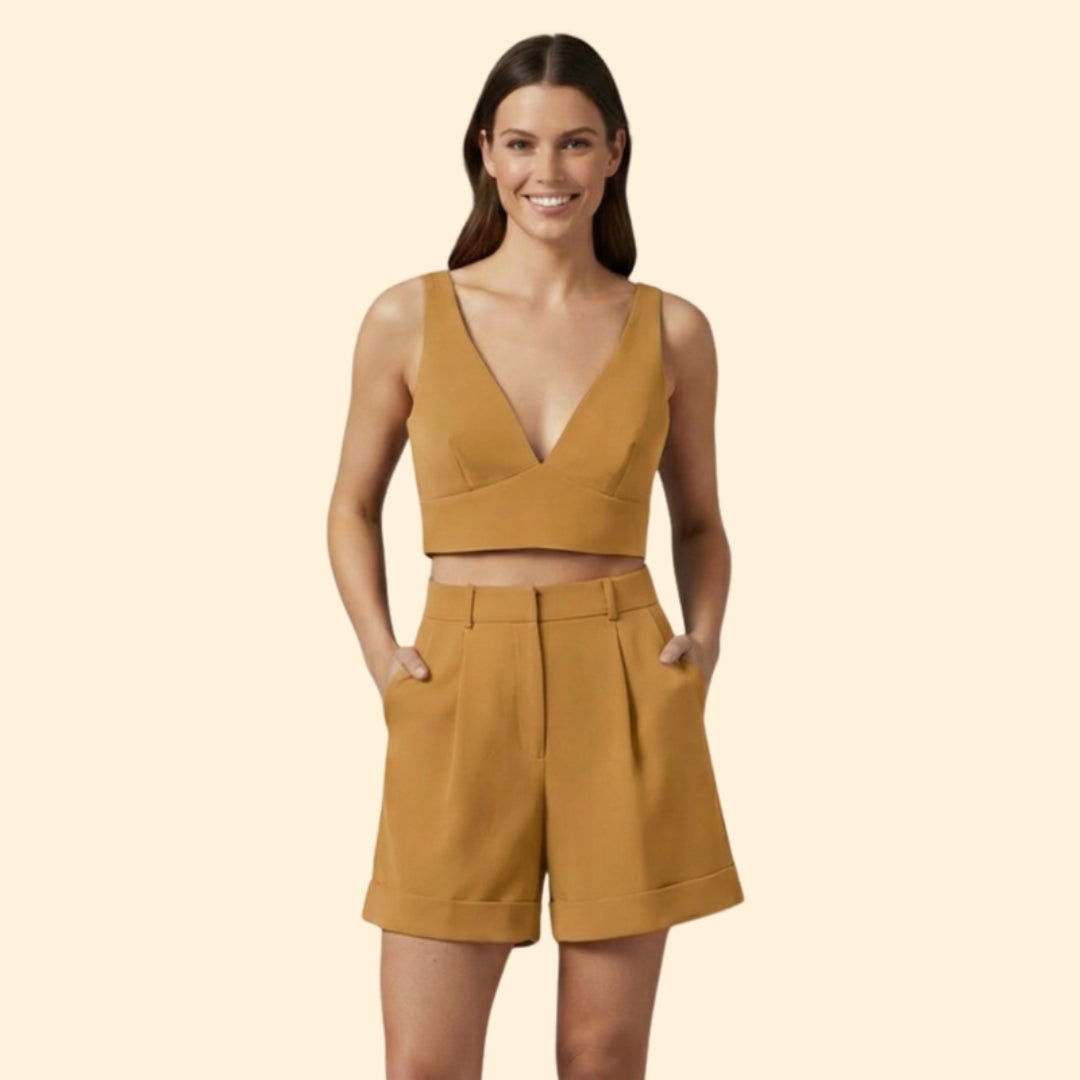 Women's Chic Crop Top & Shorts Set