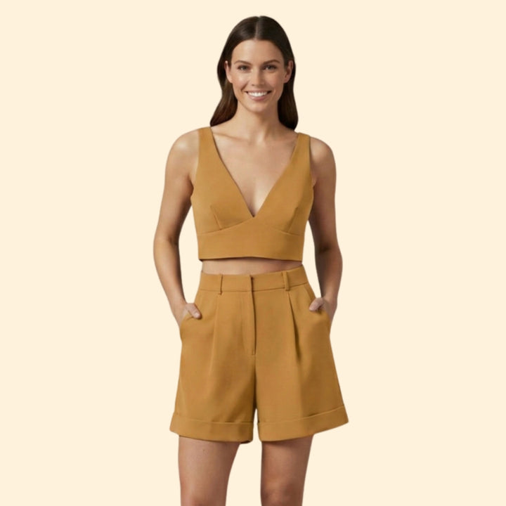 Women's Chic Crop Top & Shorts Set