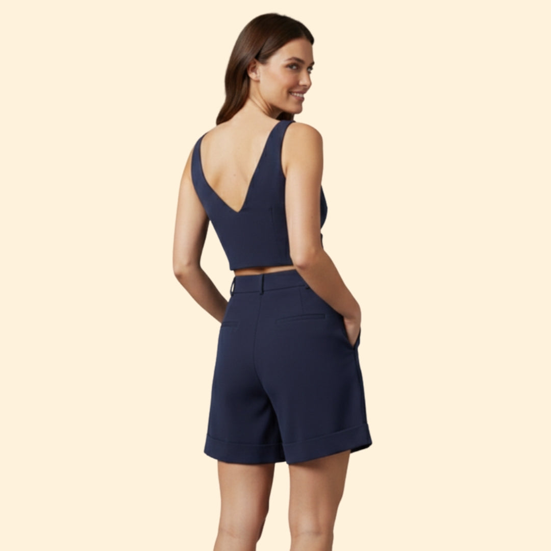 Women's Chic Crop Top & Shorts Set