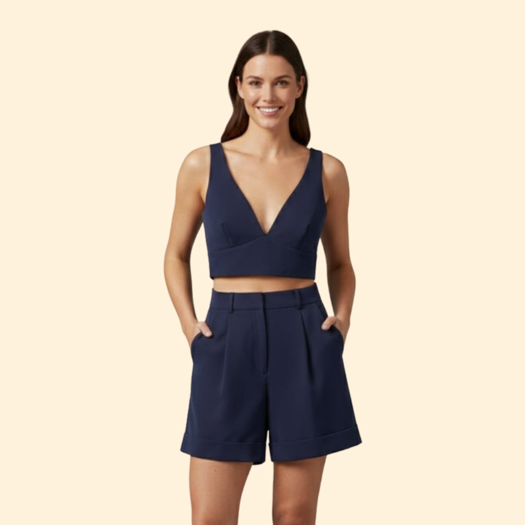 Women's Chic Crop Top & Shorts Set