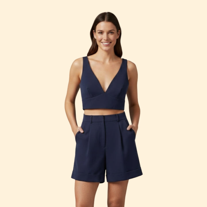 Women's Chic Crop Top & Shorts Set