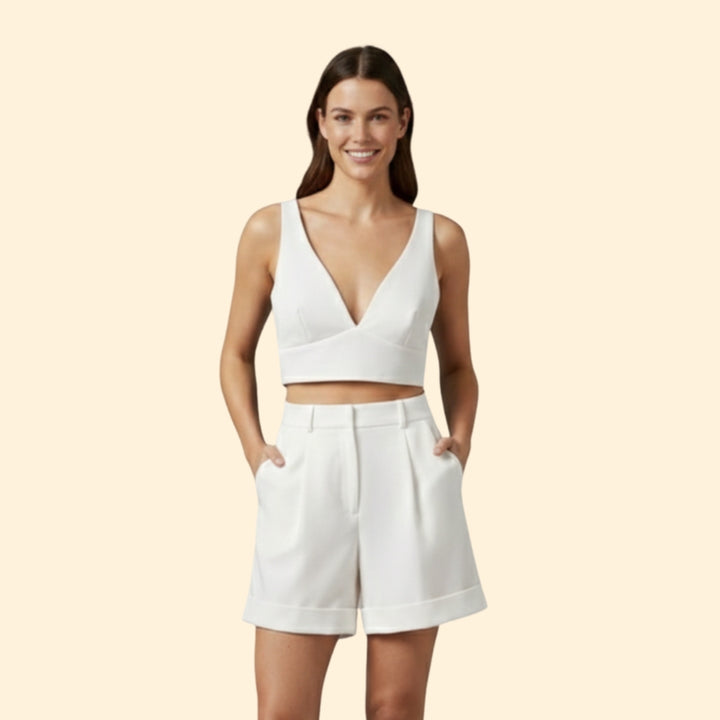 Women's Chic Crop Top & Shorts Set