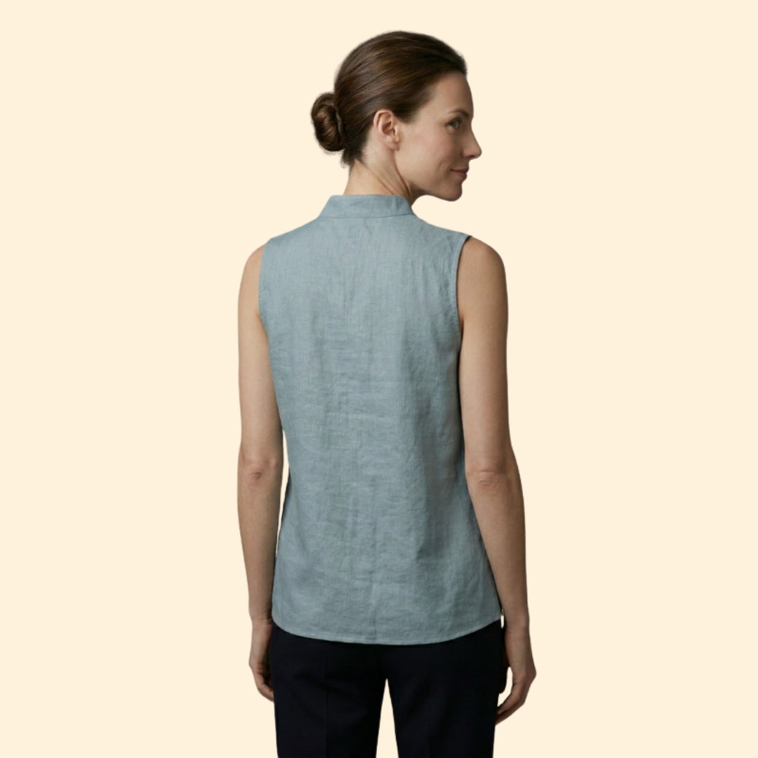 Women’s Chic Mandarin Collar Sleeveless Blouse