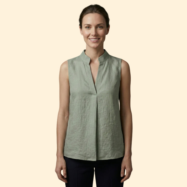 Women’s Chic Mandarin Collar Sleeveless Blouse