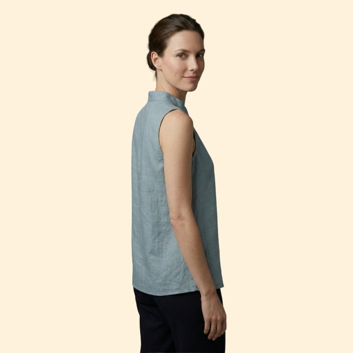 Women’s Chic Mandarin Collar Sleeveless Blouse