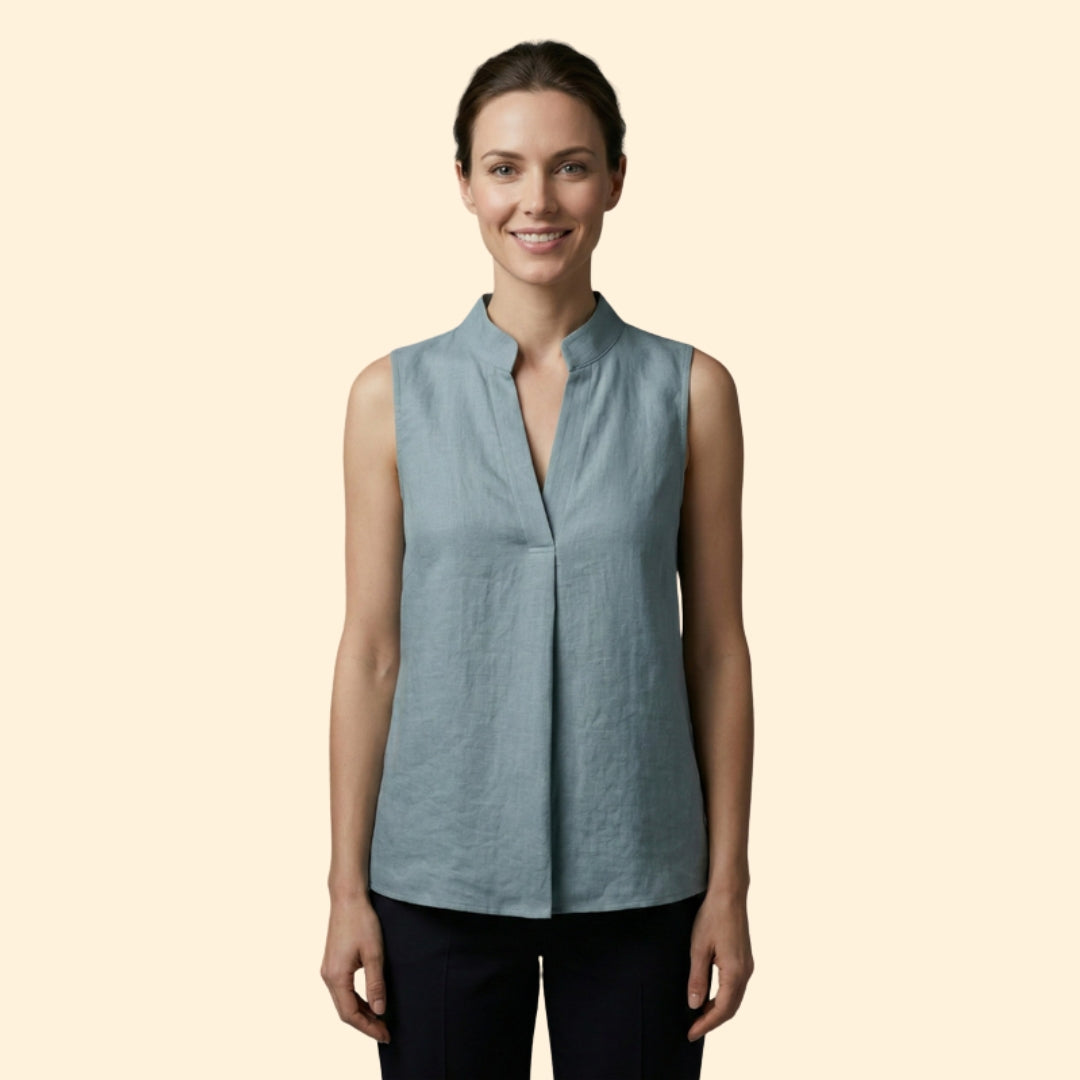 Women’s Chic Mandarin Collar Sleeveless Blouse
