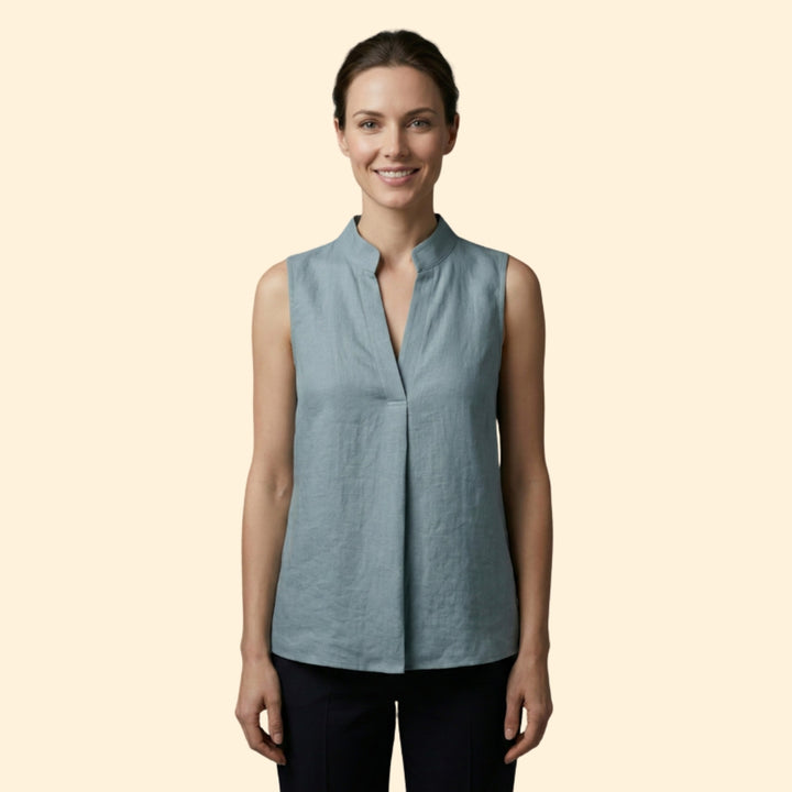 Women’s Chic Mandarin Collar Sleeveless Blouse