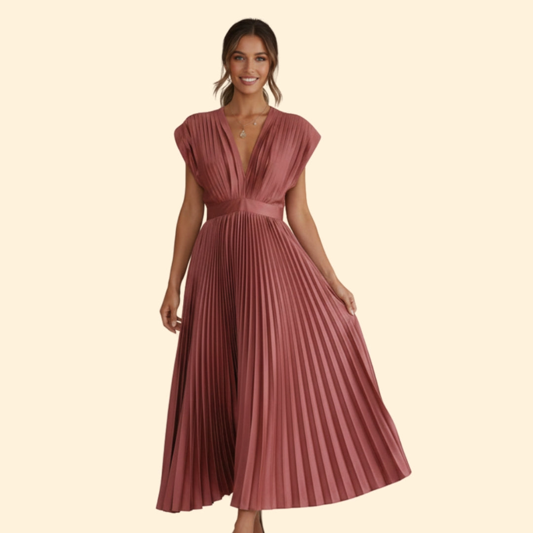Women's Chic Pleated Midi Dress