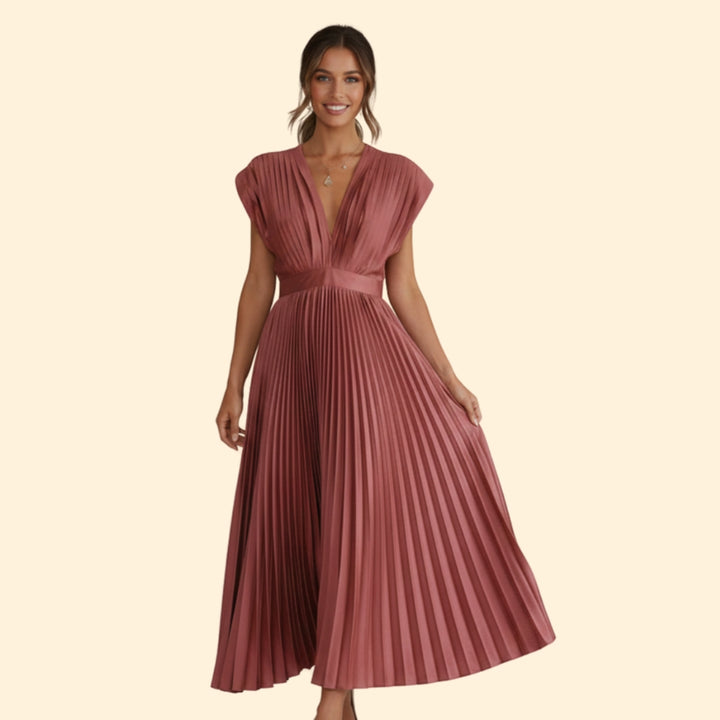 Women's Chic Pleated Midi Dress
