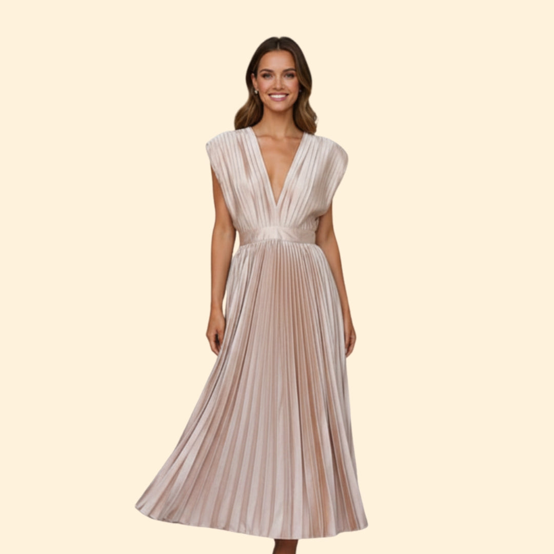 Women's Chic Pleated Midi Dress
