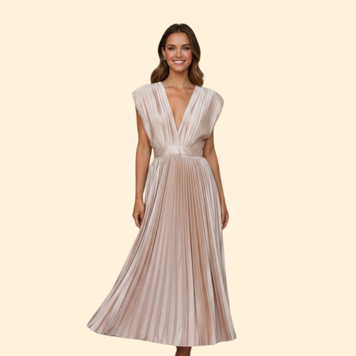Women's Chic Pleated Midi Dress