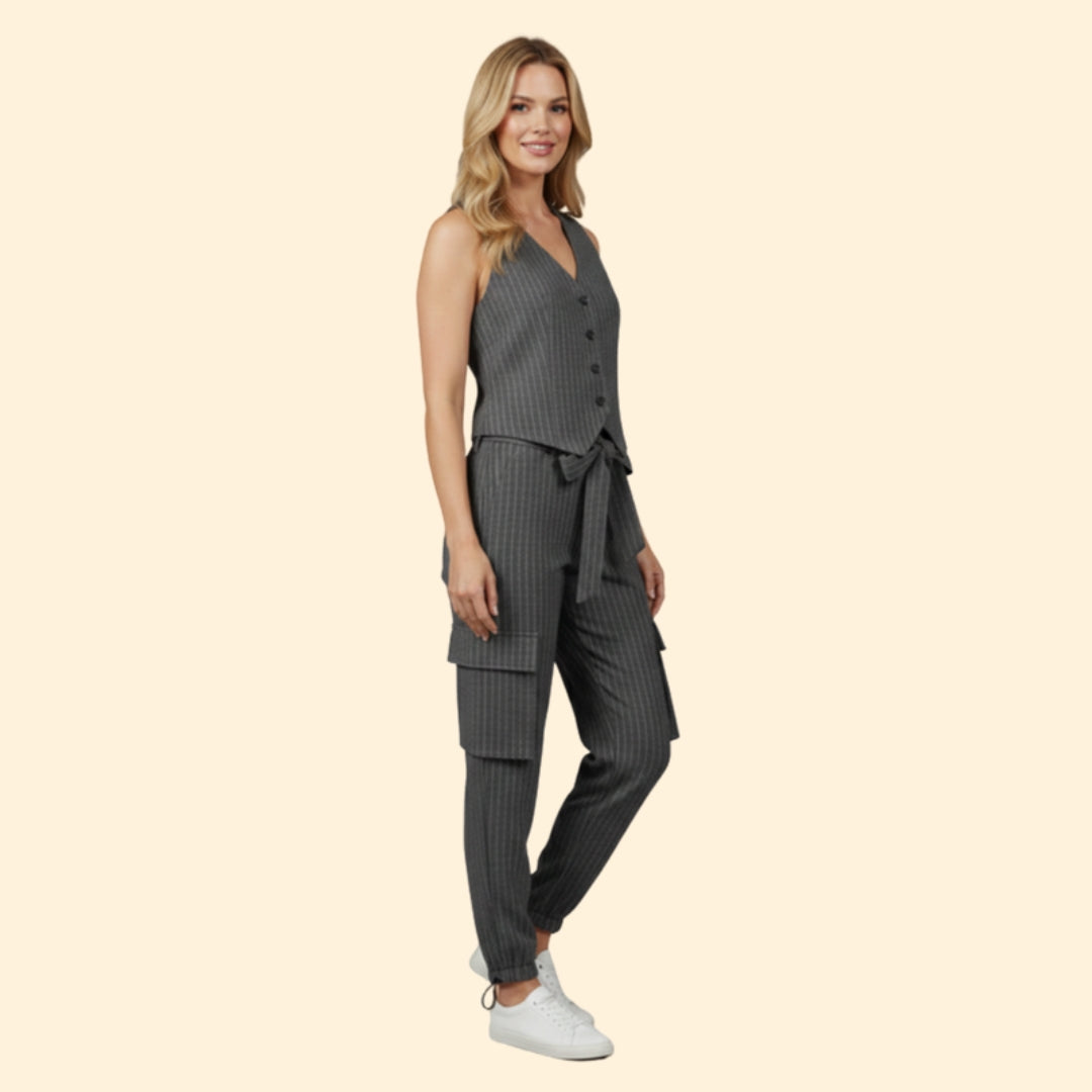 Women's Chic Striped Vest Set