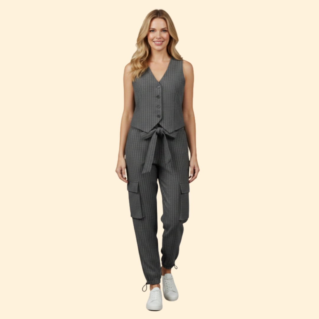 Women's Chic Striped Vest Set