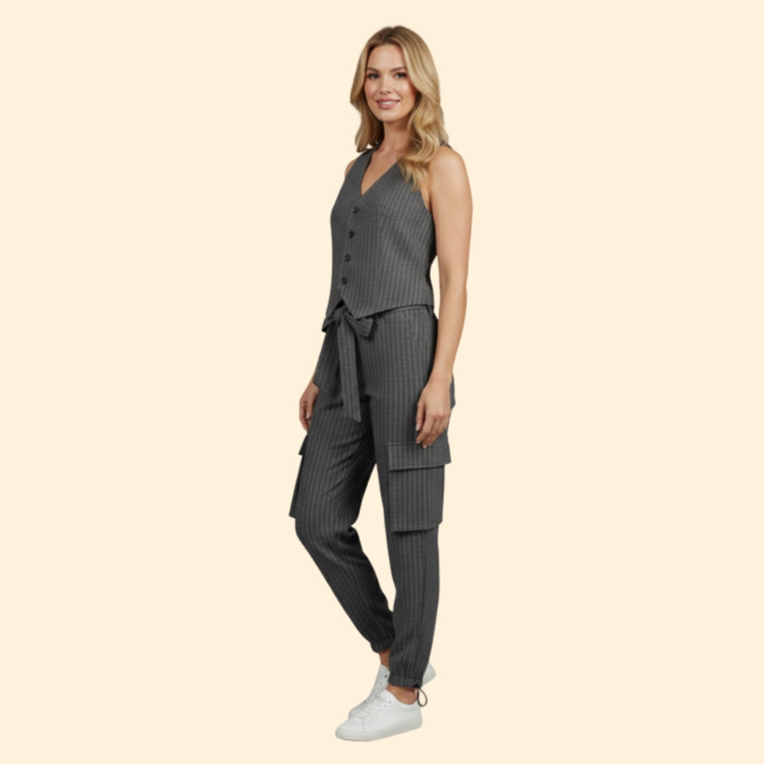 Women's Chic Striped Vest Set