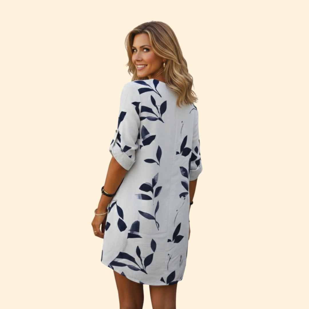 Women's Chic V-Neck Leaf Dress