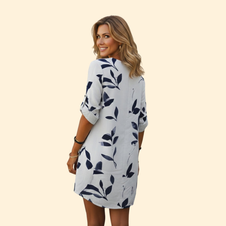 Women's Chic V-Neck Leaf Dress