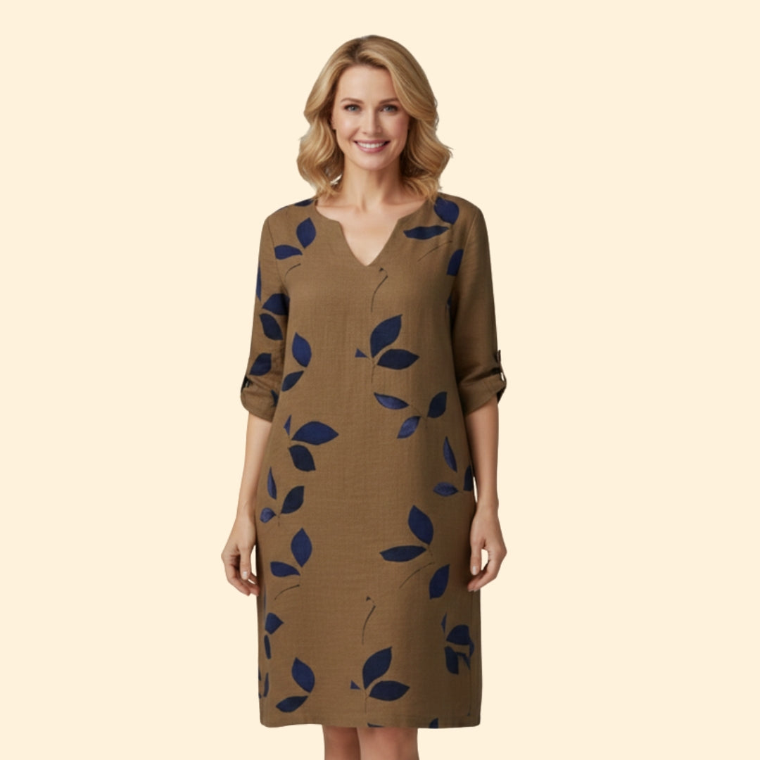 Women's Chic V-Neck Leaf Dress
