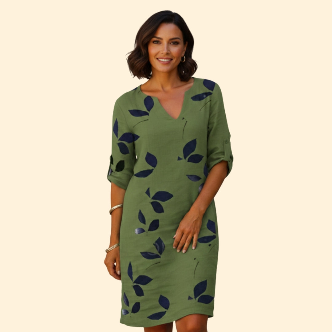Women's Chic V-Neck Leaf Dress