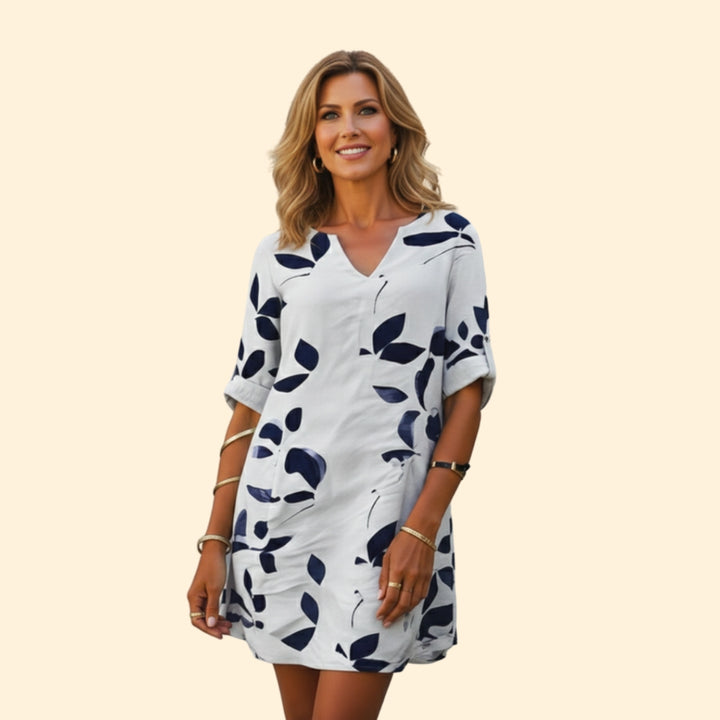 Women's Chic V-Neck Leaf Dress