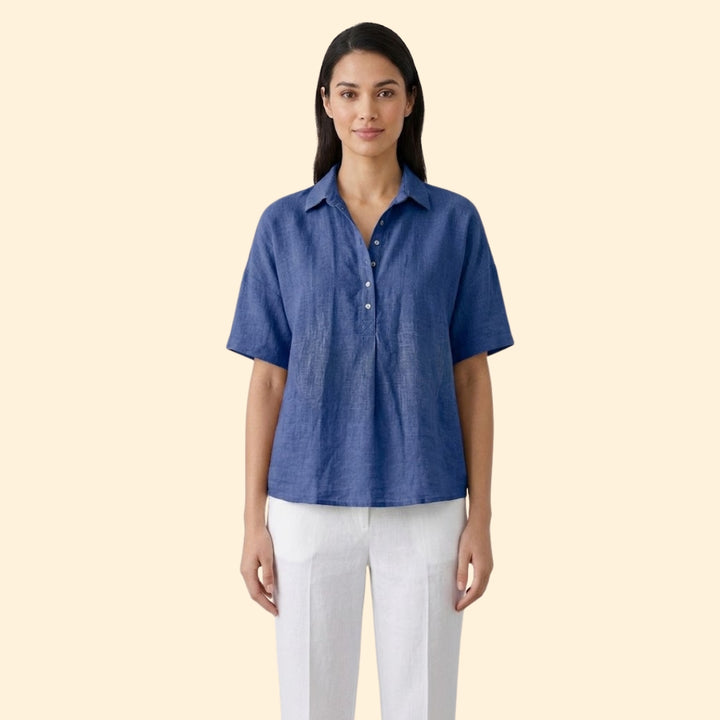 Women's Collared Button Blouse