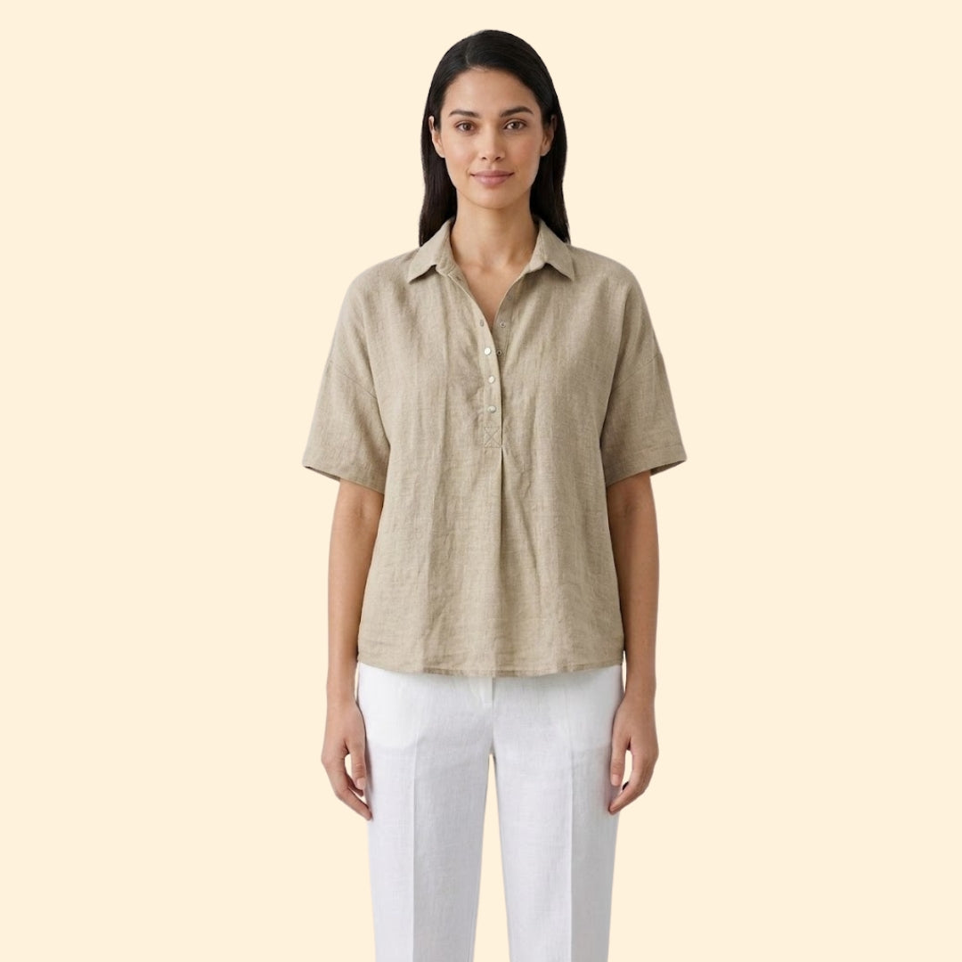 Women's Collared Button Blouse