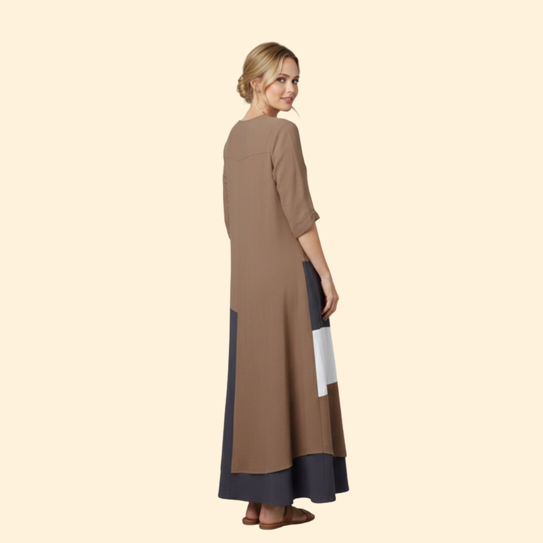Women's Color Block Button Dress