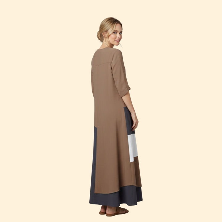 Women's Color Block Button Dress
