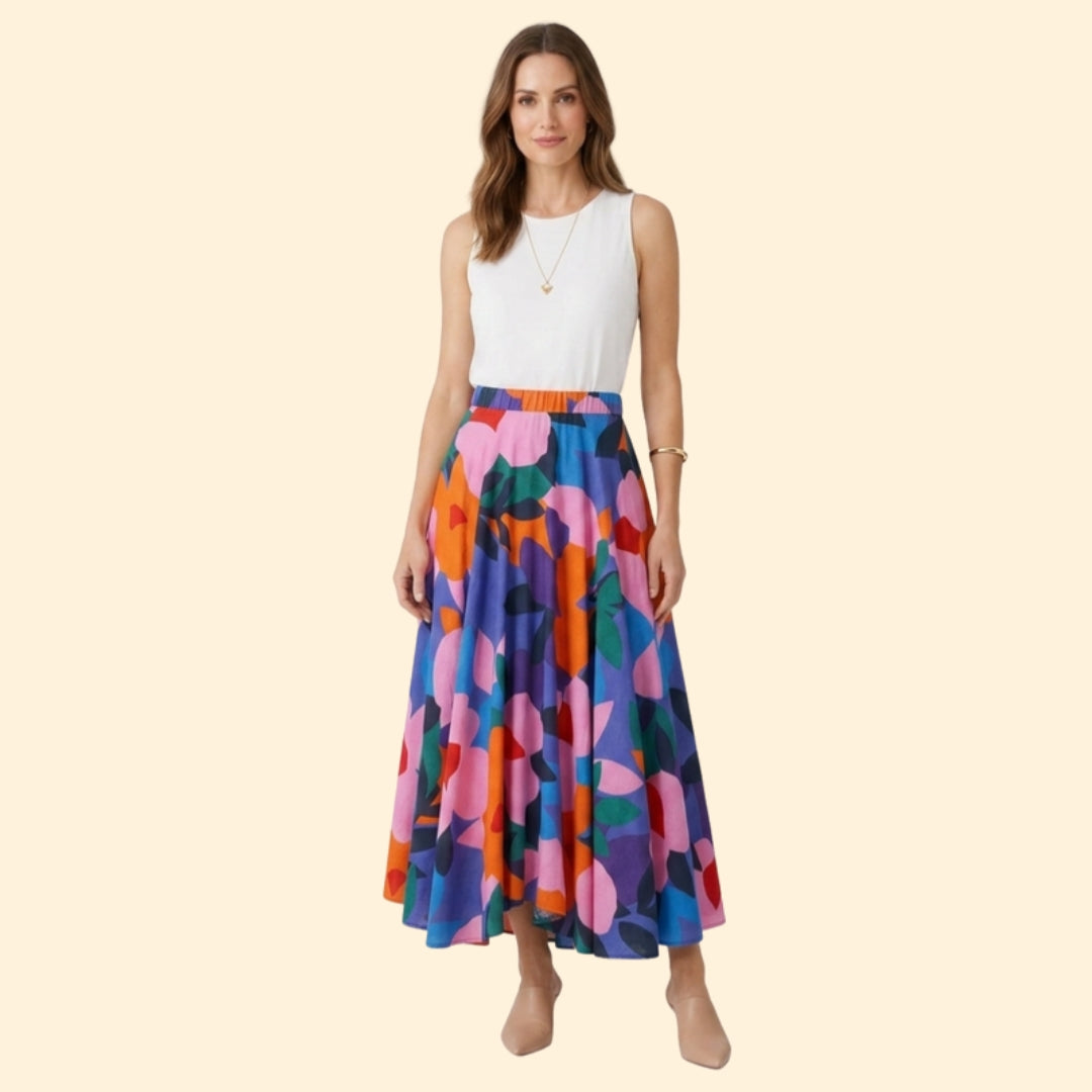 Women's Colorful Abstract Print Maxi Skirt