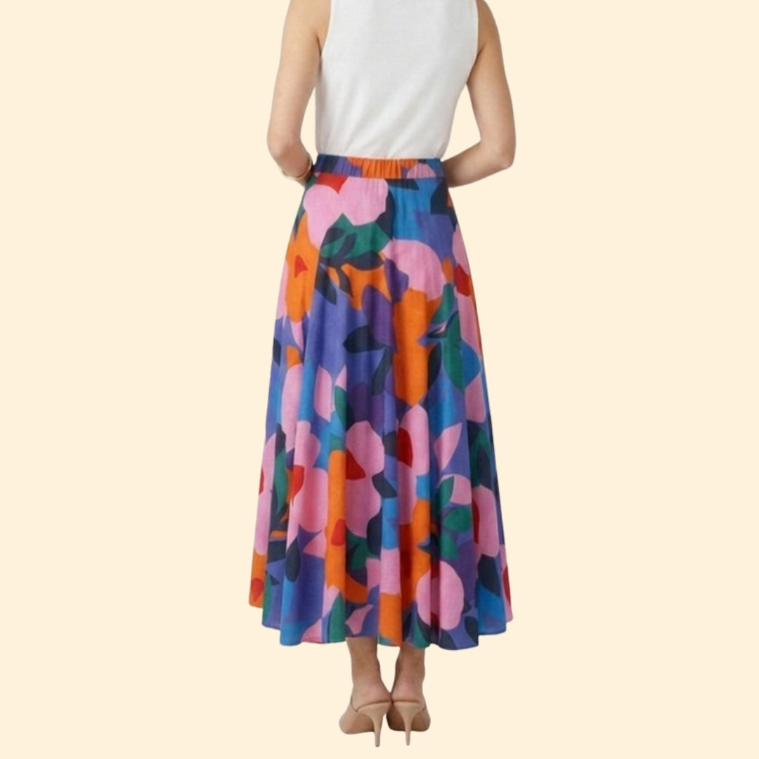 Women's Colorful Abstract Print Maxi Skirt