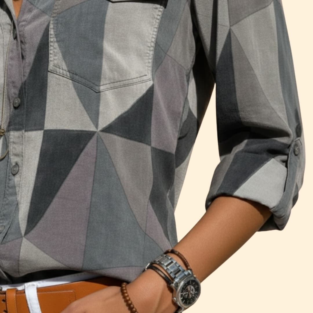 Women's Colorful Geometric Print Button-Down Shirt