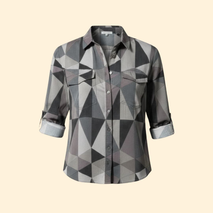 Women's Colorful Geometric Print Button-Down Shirt