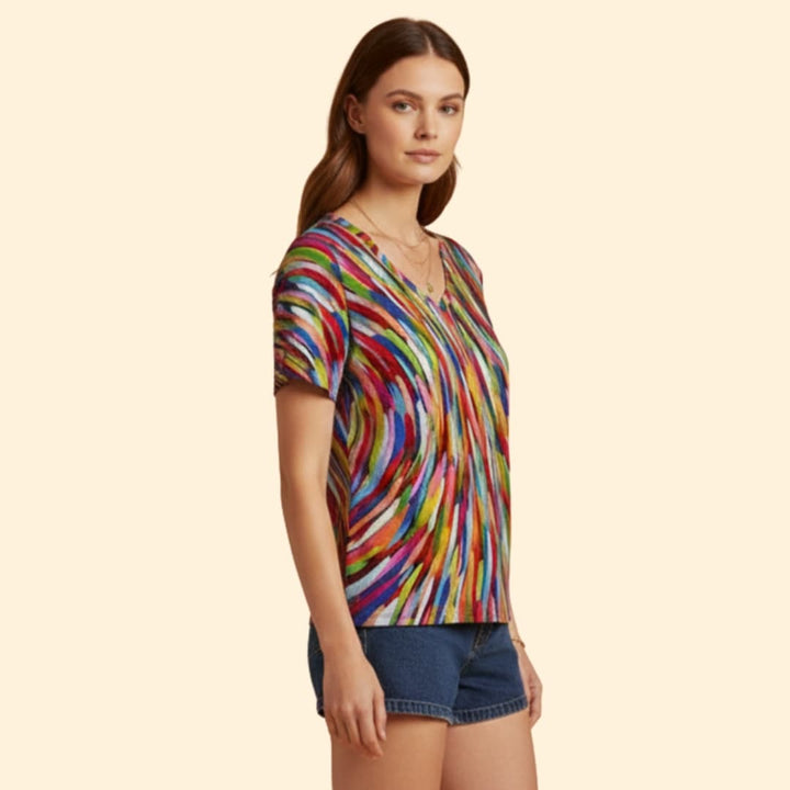 Women's Colorful V-Neck T-Shirt