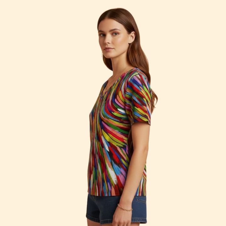 Women's Colorful V-Neck T-Shirt
