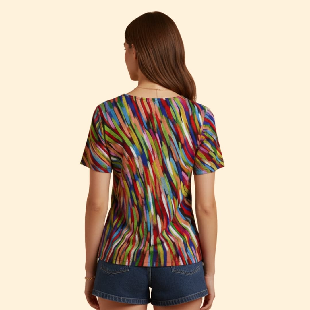 Women's Colorful V-Neck T-Shirt